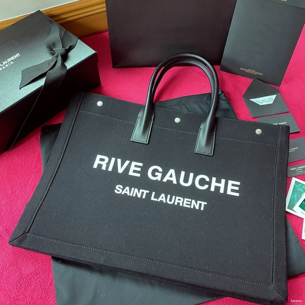 Repladies REP YSL LEATHER RIVE TOTE PRINTED LINEN AND GAUCHE BAG IN 0717
